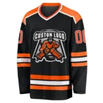 Custom Black Orange-White Hockey Jersey - Image 3
