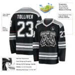 Custom Black White-Gray Hockey Jersey - Image 2