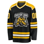 Custom Black Gold-White Hockey Jersey - Image 3