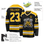 Custom Black Gold-White Hockey Jersey - Image 2