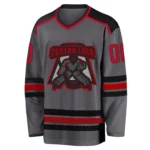 Custom Steel Gray Red-Black Hockey Jersey - Image 3