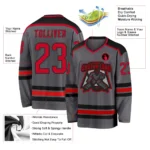 Custom Steel Gray Red-Black Hockey Jersey - Image 2