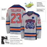 Custom Gray Orange-Royal Hockey Jersey - Image 2