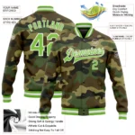 Custom Camo Neon Green-White Bomber Full-Snap Varsity Letterman Salute To Service Jacket - Image 3