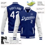Custom Royal White Bomber Full-Snap Varsity Letterman Two Tone Jacket - Image 2