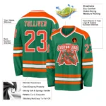 Custom Kelly Green Orange-White Hockey Jersey - Image 4