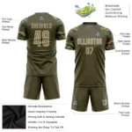 Custom Olive Vegas Gold-Camo Sublimation Salute To Service Soccer Uniform Jersey - Image 4