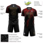 Custom Black Black Old Gold-Red Sublimation Soccer Uniform Jersey - Image 4
