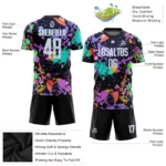 Custom Graffiti Pattern White-Light Blue Sublimation Soccer Uniform Jersey - Image 4