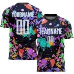 Custom Graffiti Pattern White-Light Blue Sublimation Soccer Uniform Jersey - Image 2