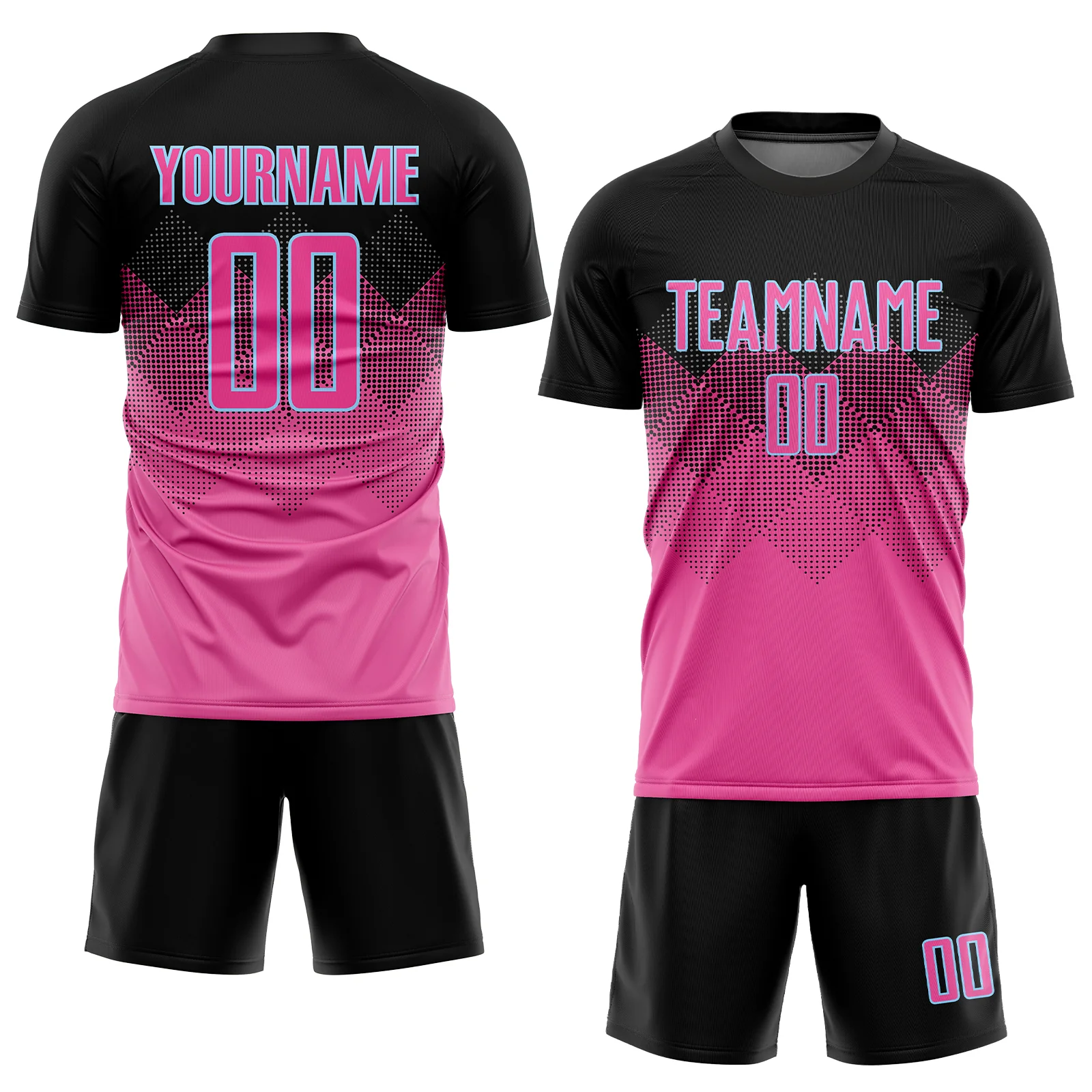 Soccer0110-1_a17d5d7c-4fd3-4b11-af66-7d332ce62928.webp Custom Pink Black-LIght Blue Gradient Square Shape Sublimation Soccer Uniform Jersey - Image 1