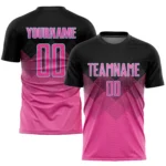Custom Pink Black-LIght Blue Gradient Square Shape Sublimation Soccer Uniform Jersey - Image 2
