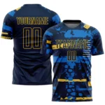 Custom Navy Navy-Gold Sublimation Soccer Uniform Jersey - Image 2