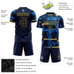 Custom Navy Navy-Gold Sublimation Soccer Uniform Jersey - Image 4