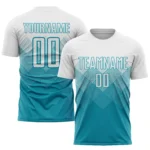 Custom Teal White Sublimation Soccer Uniform Jersey - Image 2