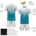 Custom Teal White Sublimation Soccer Uniform Jersey - Image 4