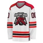 Custom White Black-Red Hockey Jersey - Image 3