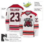Custom White Black-Red Hockey Jersey - Image 4