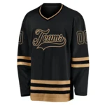 Custom Black Black-Old Gold Hockey Jersey