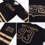 Custom Black Black-Old Gold Hockey Jersey - Image 3