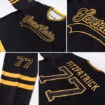 Custom Black Black-Gold Hockey Jersey - Image 2