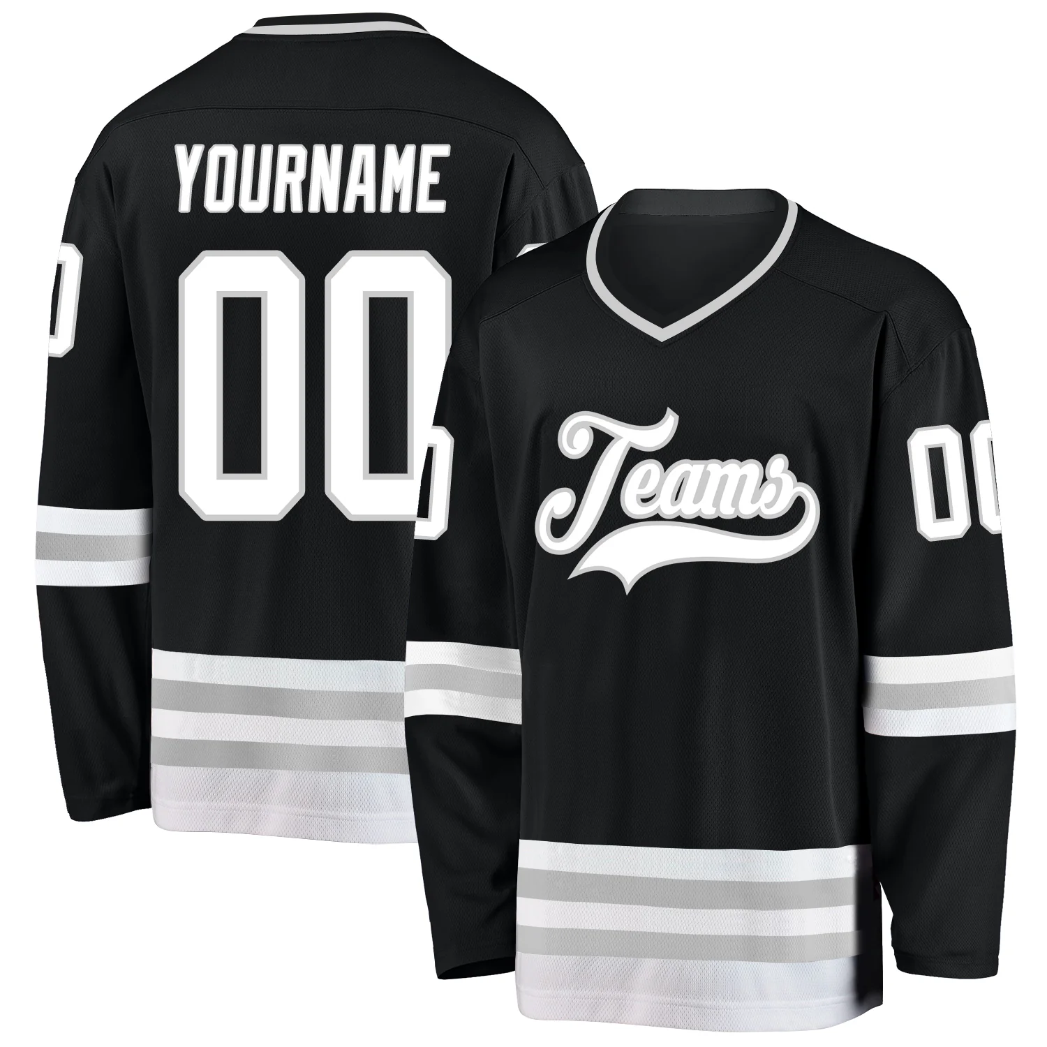 black_0545.webp Custom Black White-Gray Hockey Jersey - Image 1