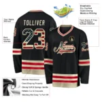 Custom Black Vintage USA Flag-Cream Hockey Jersey - Image 3