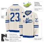 Custom Cream Royal Hockey Jersey - Image 3