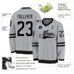 Custom Gray Black Hockey Jersey - Image 2