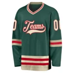Custom Green Cream-Red Hockey Jersey - Image 3