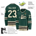 Custom Green Cream-Black Hockey Jersey - Image 2