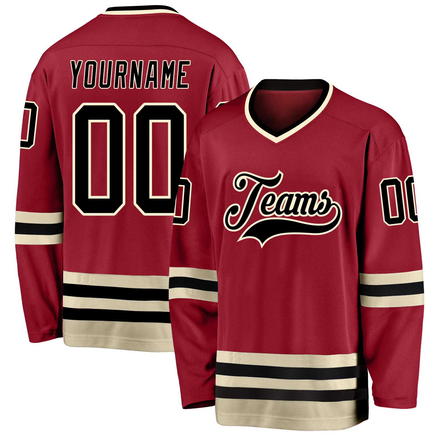 maroon_0031.webp Custom Maroon Black-Cream Hockey Jersey - Image 1