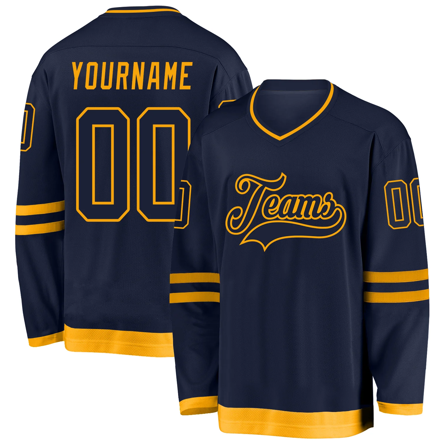 navy_0317.webp Custom Navy Navy-Gold Hockey Jersey - Image 1