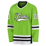 Custom Neon Green White-Black Hockey Jersey - Image 3