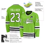 Custom Neon Green White-Black Hockey Jersey - Image 2