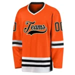 Custom Orange Black-Old Gold Hockey Jersey - Image 3
