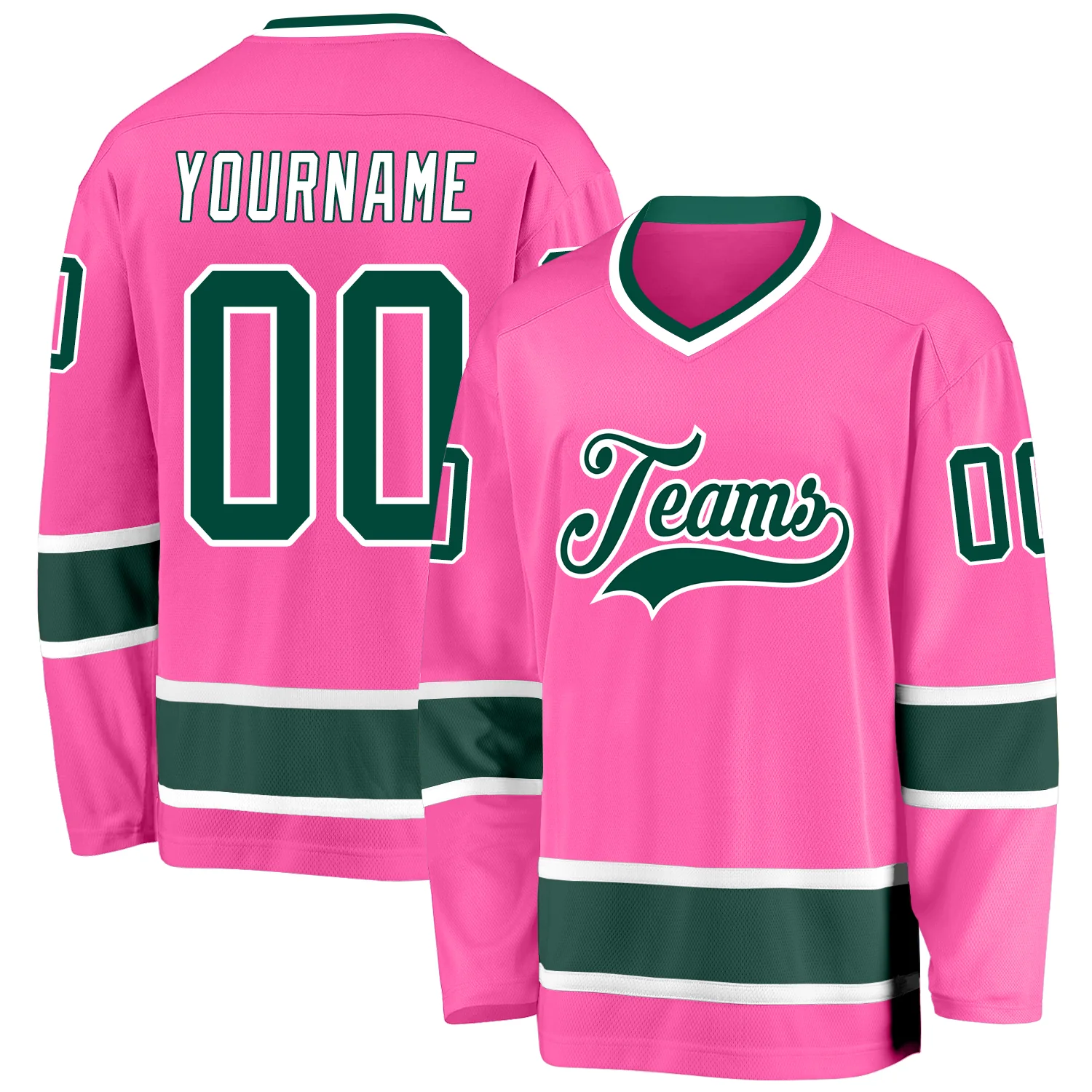 pink_0100.webp Custom Pink Green-White Hockey Jersey - Image 1