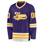 Custom Purple Gold-White Hockey Jersey - Image 3