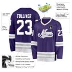 Custom Purple White-Gray Hockey Jersey - Image 2