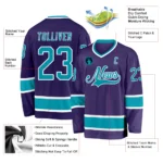 Custom Purple Teal-White Hockey Jersey - Image 2