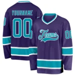 Custom Purple Teal-White Hockey Jersey