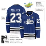 Custom Royal White-Black Hockey Jersey - Image 2