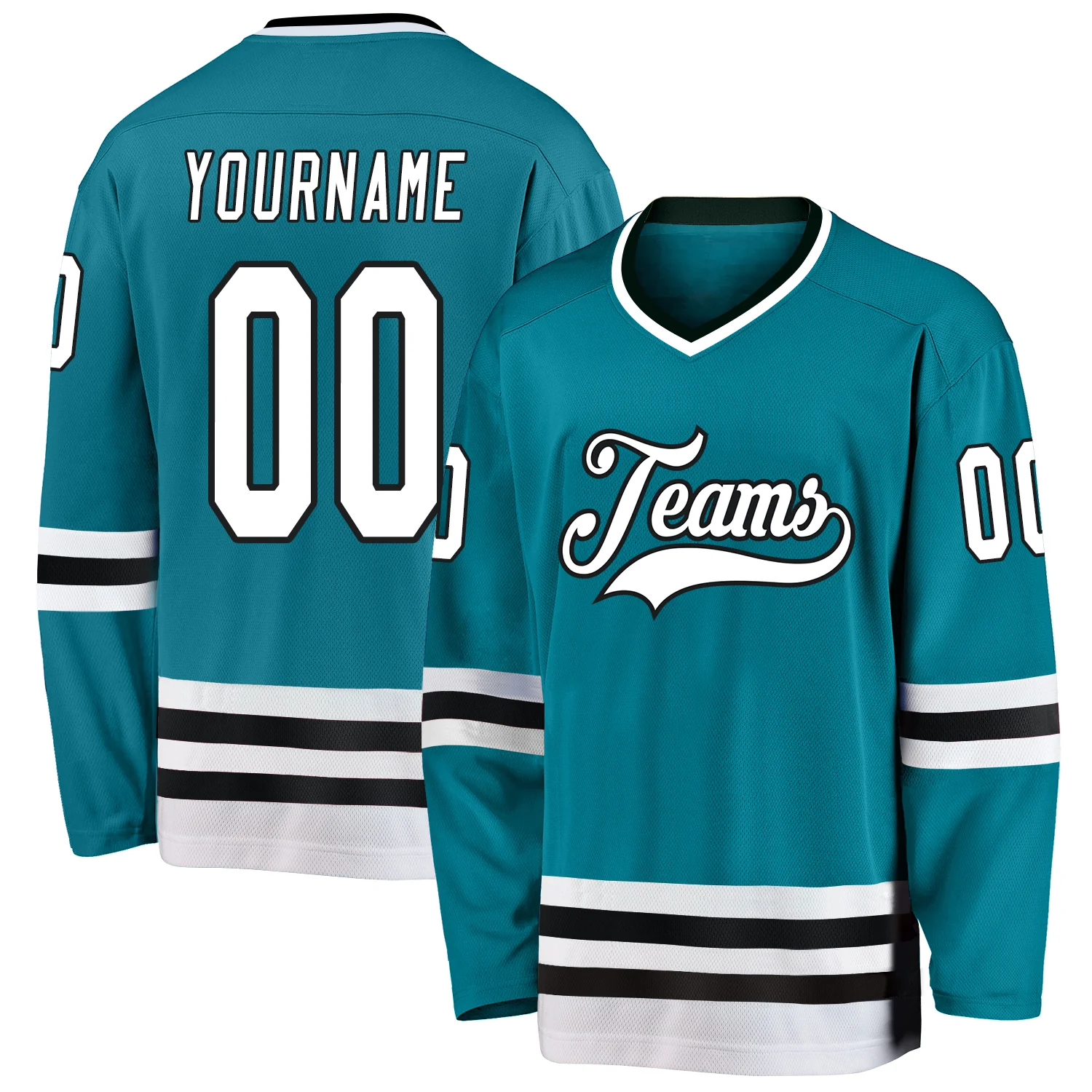 teal_0039.webp Custom Teal White-Black Hockey Jersey - Image 1