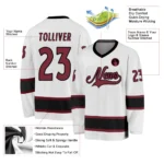 Custom White Burgundy-Black Hockey Jersey - Image 2